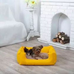 Лежанка для кота и собаки Комфорт желтая с бежевым XL - 120 x 80