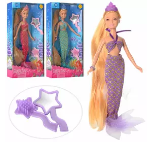 Лялька DEFA 8236 русалка, довге волосся, розчіска, дзеркало, 3 кольори, кор., 14-27-4,5 см