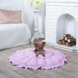 Лежанка для кота и собаки Корзина Звезды серая с розовым