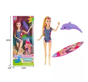 Лялька ST 55669-2 (120/2) висота 30 см, дошка для серфінгу, дельфін, в коробці