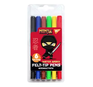Фломастери YES 6 кольорів "Ninja"