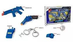 Набір поліції P 014 (24) 7 елементів, автомат із тріскачкою, револьвер, кайданки, свисток, аксесуари, у коробці