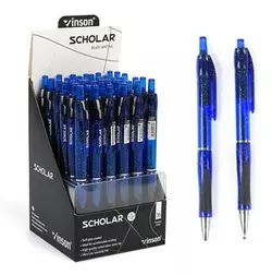 Ручка масляна, автомат.синя, 0.7мм, Арт.V5, Vinson, блискучий корпус, Vinson, Імп