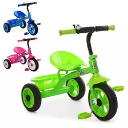 Велосипед M 3252-B (3шт) 3колеса,колесаEVA,д77-ш47-в65см,3колір(блакитний, рожевий, зелений),з багажником