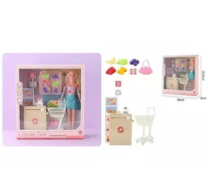 Лялька 784 D (36/2) магазин, візочок, набір продуктів, сумочка, висота 30 см, в коробці