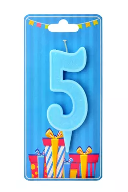Свічка для торта  "Цифра 5" блакитна
