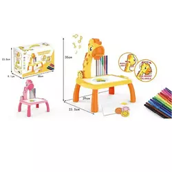Столик з проектором 2200-4 (36) "Жирафик", 2 кольори, підсвічування, мелодія, 3 диски, 12 фломастерів, в коробці