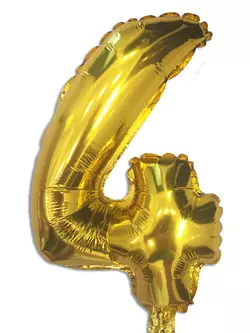 Фольгована кулька цифра "4" золото 35см Китай