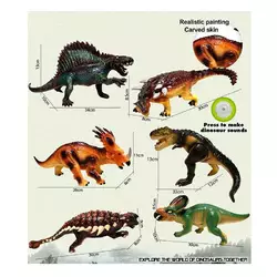 Фігурка MH2197 динозавр, 6 видів, муз., бат., від 20-14-7 см.