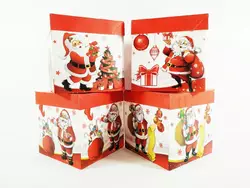 Подарункова коробочка-бокс 023S розбірна, новорічна 15*15*15 см, 12шт/уп