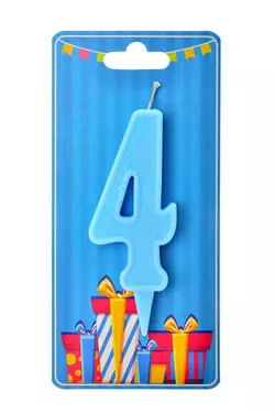 Свічка для торта  "Цифра 4" блакитна