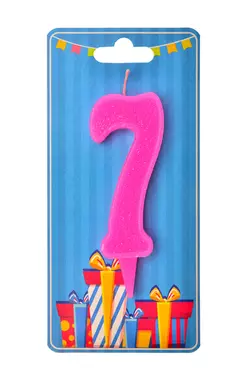 Свічка для торта  "Цифра 7" рожева