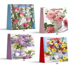 Пакет подарунковий DV-2113 М ,"Квіткова композиція" , 4 дизайни, 210 г, 26x32x10см