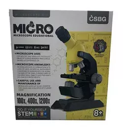 Мікроскоп BG 001 (24/2) 2 режими світла, від батарейок, аксесуари, підставка для телефона, регулювання фокуса, рухлива платформа, предметне скло, в коробці