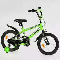 Велосипед 16"" дюймів 2-х колесний CORSO “STRIKER"" EX-16019 (1)  ручне гальмо, дзвіночок, дод. колеса, ЗІБРАНИЙ НА 75%