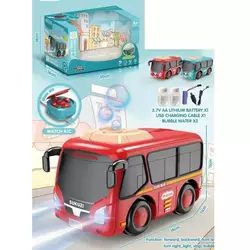 Автобус YJ-065 радіокер.2,4G(пульт-браслет),акум.,мильні бульбашки-2запаски,USB,2кольори,світло,кор.