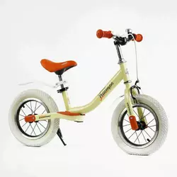 Велобіг Corso ""Triumph"" 40441 (1) СКОЛИ НА РАМІ!! сталева рама, надувні колеса 12"", ручне гальмо, підніжка, крила, дзвіночок, в коробці