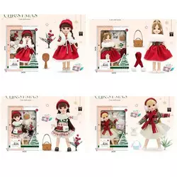 Лялька WX204-2-3-4-6 шарнірна, різдвяне вбрання, аксесуари, 4 види, кор., 24-34-7 см.