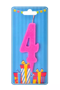 Свічка для торта  "Цифра 4" рожева