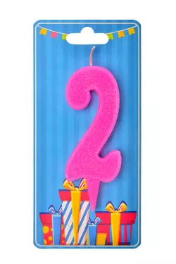 Свічка для торта  "Цифра 2" рожева