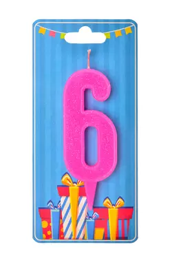 Свічка для торта  "Цифра 6" рожева