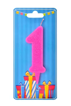 Свічка для торта  "Цифра 1" рожева