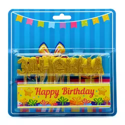 Свічка для торта побуквенна "З Днем народження" золото блиск