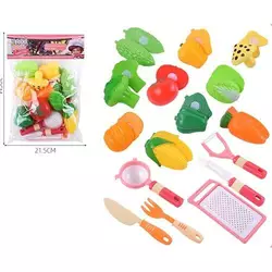 Продукти 111-12A овочі, на липучці, ніж, виделка, терка, 16 предметів, кул., 21,5-32-5 см.