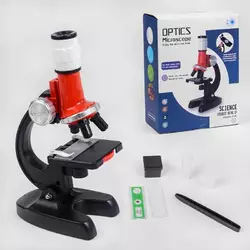 Мікроскоп LZ 8601 (36) підсвічування, предметне скло, колби, пластиковий контейнер, в коробці