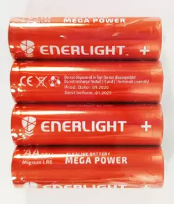 Батарейка ENERLIGHT MEGA POWER AA (S4плів), пальчик, FOL4 ALKALIN (1/40/480/580 ШОУ-БОКС (ЦІНА ЗА 4 ШТ.)
