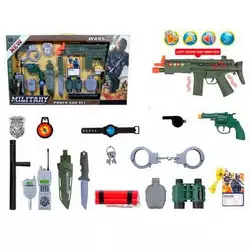 Набір зі зброєю JS002 військовий,автомат,пістолет,палиця,ніж,наручники,жетон муз.,світло,бат.,кор.