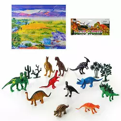 Динозаври 282 12 шт., ігрове поле, рослини, кул., 35-25,5-7 см