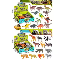 Фігурка 564A-C  2 види, динозаври/дикі тварини, 12шт., 12 видів, дисп., 22.5-20-8.5 см.