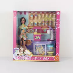 Лялька DEFA 8486 шарнірна, попкорн, напої, кор., 32-34-10 см.