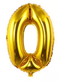 Кульки повітряні, фольговані, 32'',  цифри, 0, золото, Імп