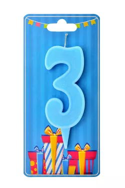 Свічка для торта  "Цифра 3" блакитна