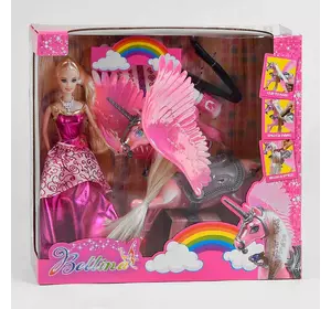 Лялька з конем 68269 (18/2) пегас, наліпки, фарба для волосся, аксесуари, в коробці