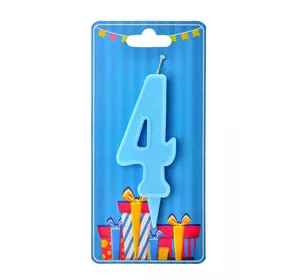 Свічка для торта  "Цифра 4" блакитна