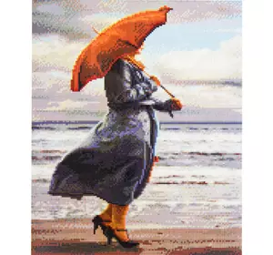 Алмазна картина FA40640 "Леді з червоною парасолькою", розміром 40х50 см