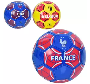 М'яч футбольний EN 3334 розмір 5, ПВХ, 1,8мм, 340-360г, 3 види (країни), кул.