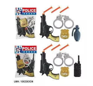 Поліцейський набір 07-19 (360/2) пістолет, граната, наручники, патрони на присосці, у пакеті