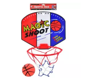 Баскетбольне кільце MR 0827 пластик, щит-пластик, сітка, м'яч, кул., 25,5-6,5-25,3 см.