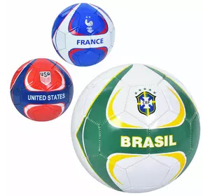 М'яч футбольний EN 3323 розмір 5, ПВХ, 1,8мм, 340-360г, 3 види (країни), кул.