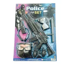 Поліцейський набір AK 012 (24/2) автомат, гранати, маска, окуляри, рація, на листі