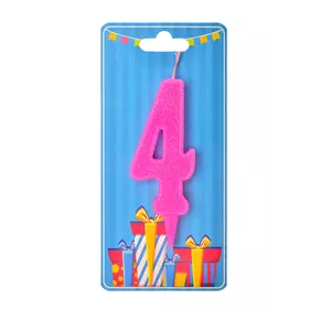 Свічка для торта  "Цифра 4" рожева