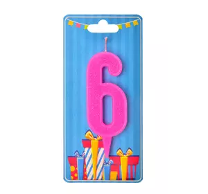 Свічка для торта  "Цифра 6" рожева