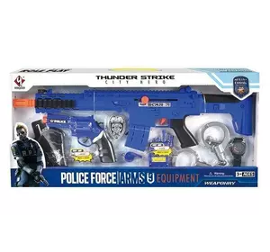 Набір поліції P 018 A (24/2) 9 елементів, автомат з тріскачкою, пістолет, кобура, наручники, аксесуари, в коробці