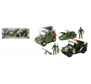 Набір спецтехніки HW-S 3707 (12) 2 машини, шлюпка, гранатомет, 3 ігрових фігурки військових, в коробці