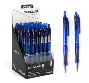Ручка масляна, автомат.синя, 0.7мм, Арт.V5, Vinson, блискучий корпус, Vinson, Імп