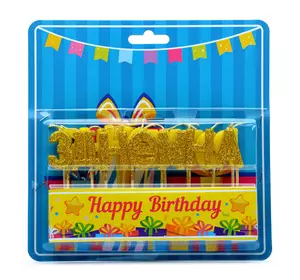 Свічка для торта побуквенна "З Днем народження" золото блиск